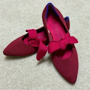 Rothy’s The Point bowtie red flats sz 7 recyclable, like new/barely worn soles